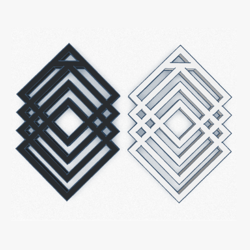 pendientes 3d geometricos blanco y negros cuadros