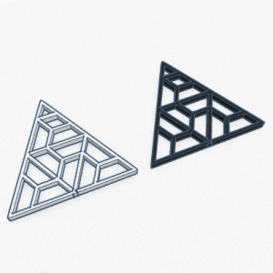 pendientes 3d triangulos blanco y negro